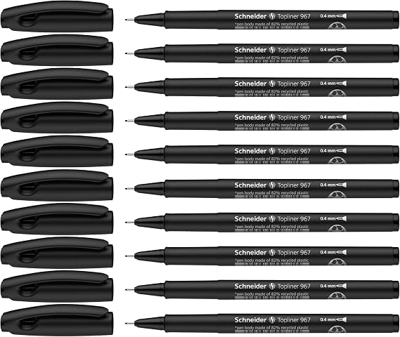 Schneider Topliner 967 Fineliner (Strichstärke 04 mm) 10 Stück schwarz