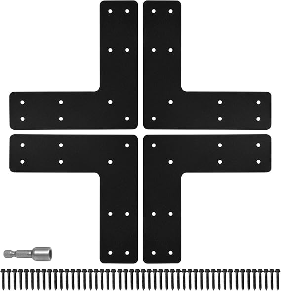 L Post Bracket 4PCS, 10x10 L Flat Mending Plate for 4x4,6x6 Post