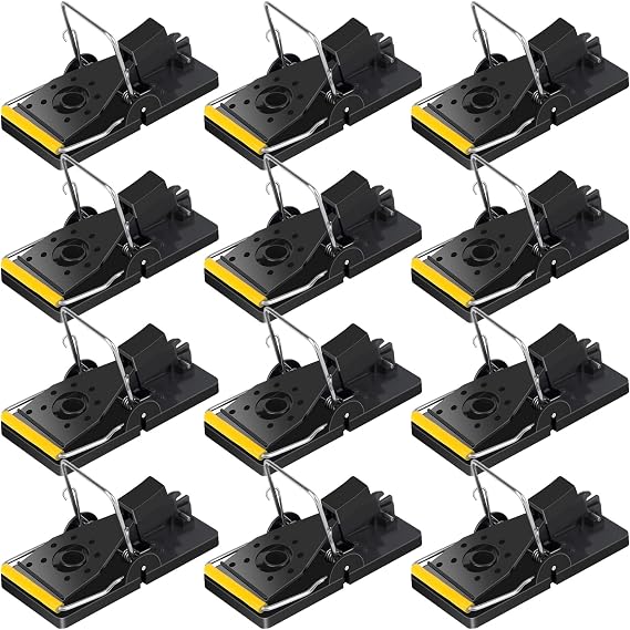 Mouse Trap, 12 Pack Heavy Duty Reusable Snap Traps that Kill Instantly, High Sensitive Mice Catcher UK, Safe and Effective Rodent Trap for Indoors and Outdoors, Easy Set-up & Clean