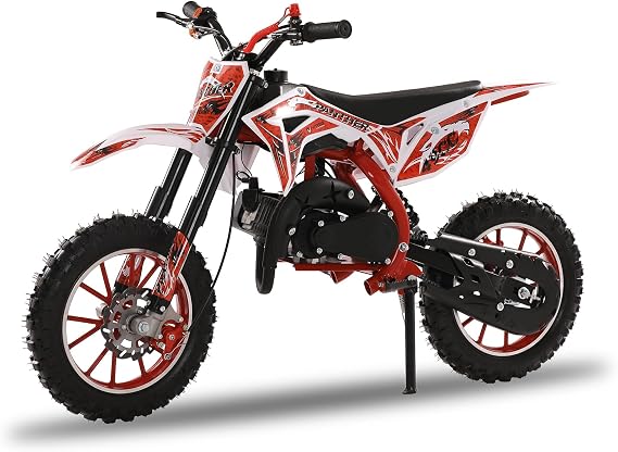 YOXIER 50cc Kids Dirt Bike, 2-Stroke Gas Dirt Bike, Dirt Bike for Kids 8-14, Gas Power Pocket Rocket Bike,Gas Motorcycle with Front Rear Disc Brakes, Off Road Mini Motorcycle Max Load 330Lbs Max Speed