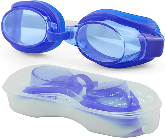 Telvesse Swim Goggles Adjustable Pool Sea Swim Goggles with Box Standard Child-Adult Blue 1300