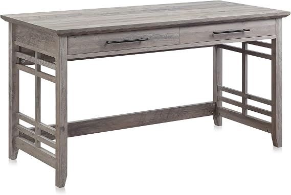 BELLEZE Modern Simple Home Office Computer Laptop Writing Desk Wood Study Table Workstation with Drawers - 55 Inch - Norrell (Gray Wash)