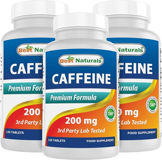 Best Naturals Caffeine Maximum Potency 200mg 120 Tablets (120 Count (Pack of 3))