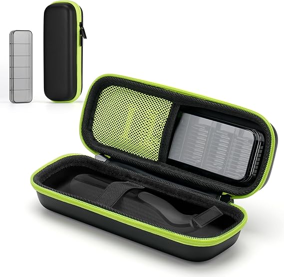 Yinke Electric Shaver Case for O Blade QP2734, QP2724, QP2824, QP6551, QP4631, O Blade Pro 360, Travel Case for Braun Series 3/5/7/9, Hard Travel Bag, Green, 21 x 3 x 6 cm, Modern