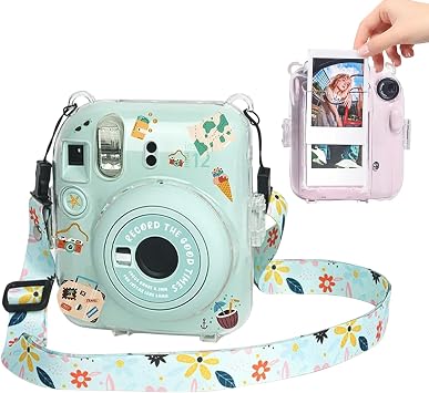 Mini12 Clear Case Bundle Set for Fujifilm Instax Mini 12 Instant Camera Accessories with Films Pocket Picture Holder, Sticker Decal, Adjustable Shoulder Strap
