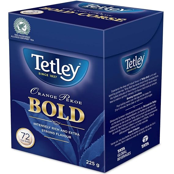 Tetley Bold Orange Pekoe Tea - 72ct/225g {Imported from Canada}