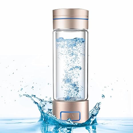 Hydrogen-rich water bottle Hydrogen Water Bottle Hydrogen content 9000ppb Portable Hydrogen Water Generator with PEM & SPE Technology 260ml Portable Hydrogen Water Generator Maker (Gold)