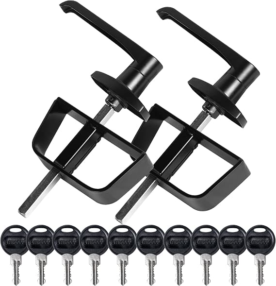L-Handle Lock Kit,EFFIBUILD Double Shed Door Latch with 5.5" Stem, Lock Matching Set Includes 10 Keys for Sheds Doors, Chicken Coops,Camper, RV, etc(Black).All Keys are Universal.