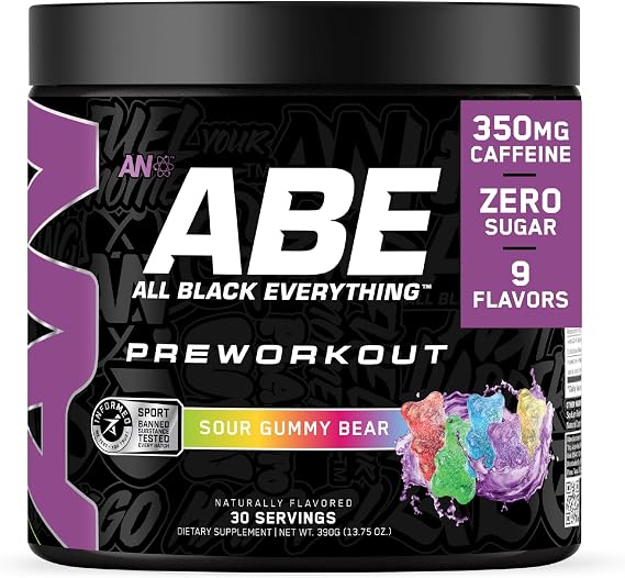 All Black Everything Pre-Workout Powder | Preworkout Energy Drink Mix | 350mg Caffeine | Beta Alanine & Citrulline | Energy Supplement for Men & Women | Sour Gummy Bear | 30 Servings