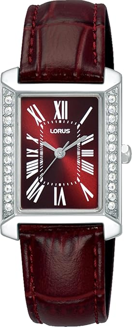 Lorus Classic Stainless Steel Watch Red Leather Strap