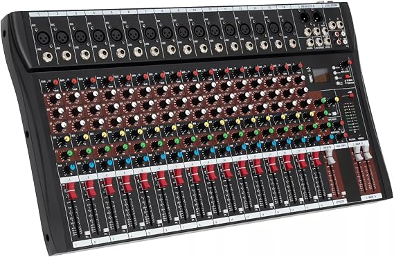 16 Channel Studio Audio Mixer, Bluetooth USB Digital Sound Mixing Console Board, Soundboard Mixing Console Sound Mixer Sound Controller, for Home KTV, Campus Language, Bars