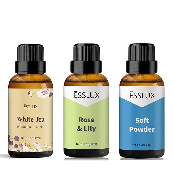 White Tea Essential Oil, Rose & Lily, Soft Powder Fragrance Oil for Diffuser, Candle Soap Making Clean Fresh Scents, Aromatherapy Scented Massage, Perfume for Humidifier Home Fragrance