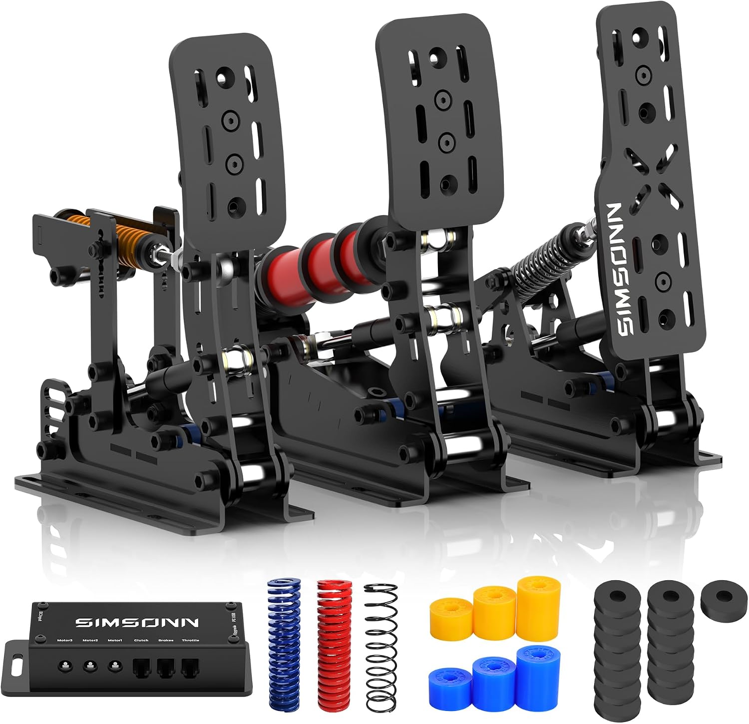 SIMSONN NEW PRO Plus Pedals for PC Racing Simulator - Hydraulic Pedals with Pressure Sensor Load Cell (Black P3-H3)