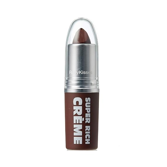 Ruby Kisses Super Rich Creme Lipstick, Hydrating Full Coverage Long Lasting Highly Pigmented Smooth Apply Lip Makeup for Women Men (Chocoholic)