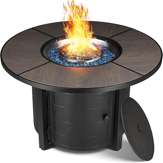 TLGREEN 42-Inch Round Propane Fire Pit Table, 50,000 BTU