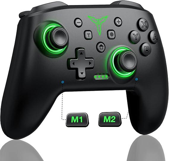 HELLCOOL Switch Controller Wireless Controller Switch mit Präzise Bewegungssteuerung/Dual Vibration/Turbo/Macro/Aufweckenfunktion Cooles LED Licht Switch Controller für Switch/Lite/OLED
