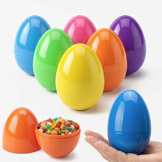 Easter Eggs Decorations Plastic Large: 5 Inch 6 Pack
