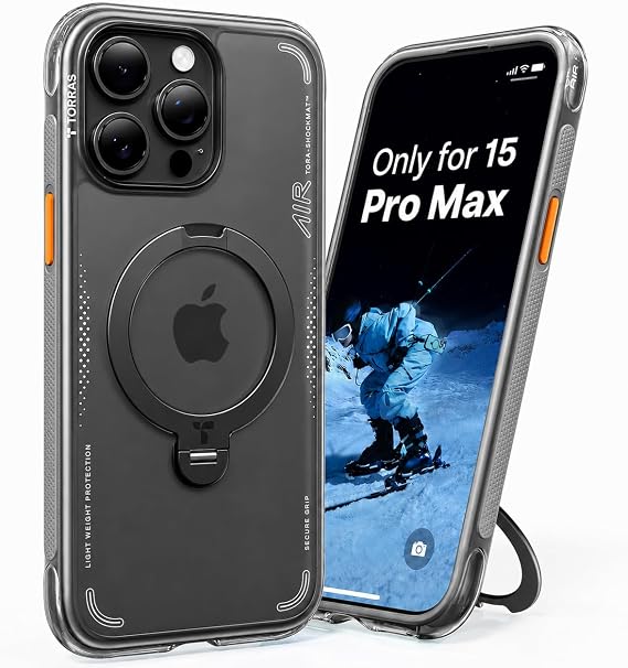 TORRAS Ostand Q3 Air for iPhone 15 Pro Max Case with Stand, Shockproof