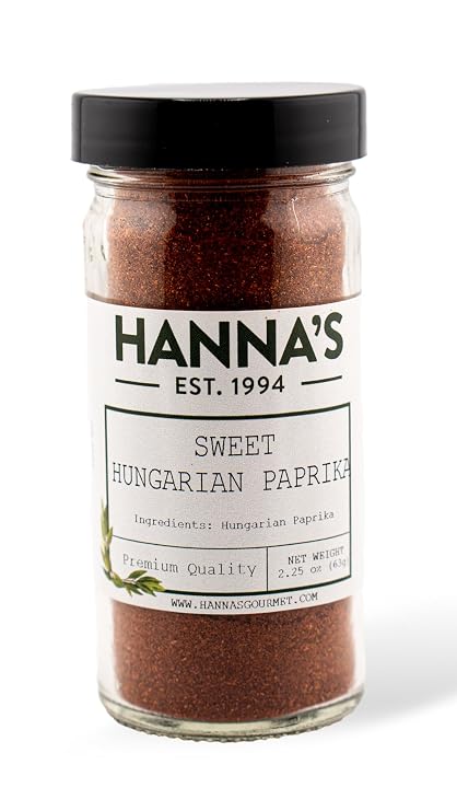 Hanna's Paprika Fancy Imported Hungarian, Hungary, Import, 140 ASTA, Premium Quality, 4 fl oz Glass Jar