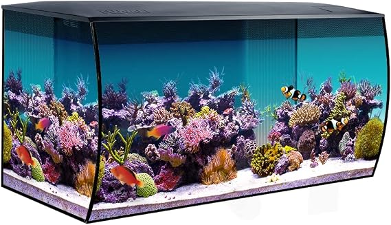 Fluval Flex 32.5 Marine Salt Water Aquarium Kit - Fish Tank for Fish, Coral & More -  with LED Lights, Filtration System & More - 32.5" x 15.75" x 15.35" - 123 L, 32.5 Gal. - Black