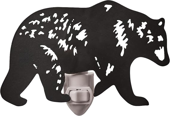 Park Designs Black Bear Night Light, Rustic Metal