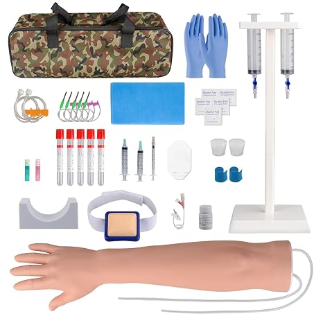 SimCoach Phlebotomy Practice Kit for Injection Training, IV Pracctice Kit with Phlebotomy Arm, Venipuncture and Blood Draw Practice Kit for Medical Students