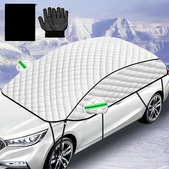Car Half Cover Sunshade 142 Inches for Windshield and Window Protection, Blocks UV Rays Heat Ice and Snow Designed for Summer Outdoor Parking, Heavy Duty Auto Sun Shield, Essential Sun Shade