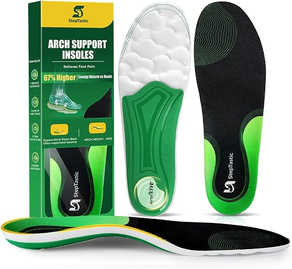Supercritical Foam Insoles for Men Women, Medium Arch Support Insoles for Walking, Standing & Work, Shock Absorption Boot Inserts, Trimmable, M 9.5-10.5 W 10.5-11.5, 1 Pair