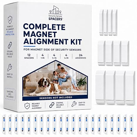 Adhesive Replacement Tape & Sensor Risers Bundle for Ring | Includes 24 Magnet Adhesives and 12 Ring Contact Sensor Spacers - Complete Home Sensor Installation Solution [Device/Magnet NOT Included]