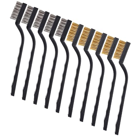10 Pieces Small Wire Brush Scratch Brush, Curved Handle Masonry Brush Wire Bristle for Cleaning Welding Slag and Rust