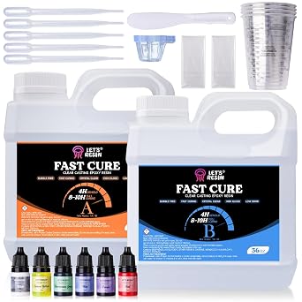 LETS RESIN Fast Cure Epoxy Resin,Demold in 4 Hours,72OZ Upgrade Quick Drying & Crystal Clear Resin,Bubble Free Epoxy Kit for Craft,Art, Craft Supplies with Dye, Cup,Stir Stick