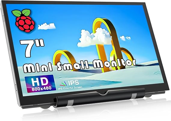 HAMTYSAN Raspberry Pi Screen 7 Inch Mini Small Monitor 800x480 HDMI Monitor IPS LCD Screen Display for Raspberry Pi 5/4/3/Zero/Jetson Nano/Orange Pi/Win11/10/8/7, No-Touch