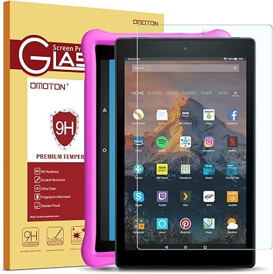 OMOTON Screen Protector for Fire HD 10  Fire HD 10 Kids Edition, Tempered Glass  HD  9H Hardness