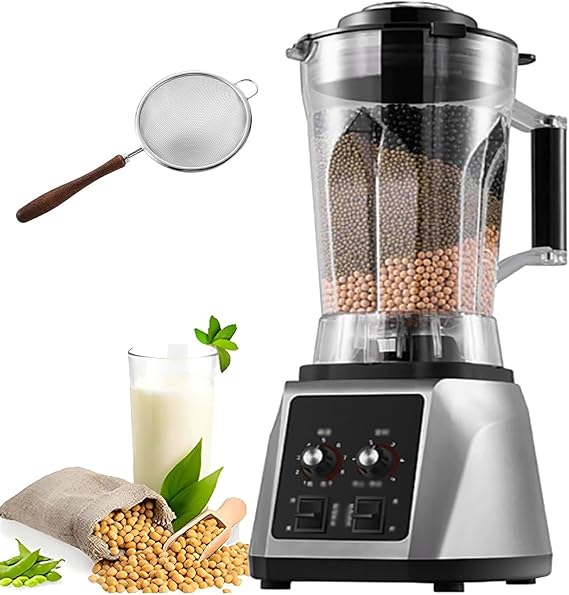 2200W Commercial Blender, 6L Fully Automatic Soy Milk Machine with 8-Blade, 9-level adjustment, noise reduction design, Nut Processor for Home and Business Use