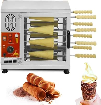 Electric Chimney Cake Oven Maker Machine; Chimney Cake Rollers ice Cream Waffle Maker Cone 16sticks