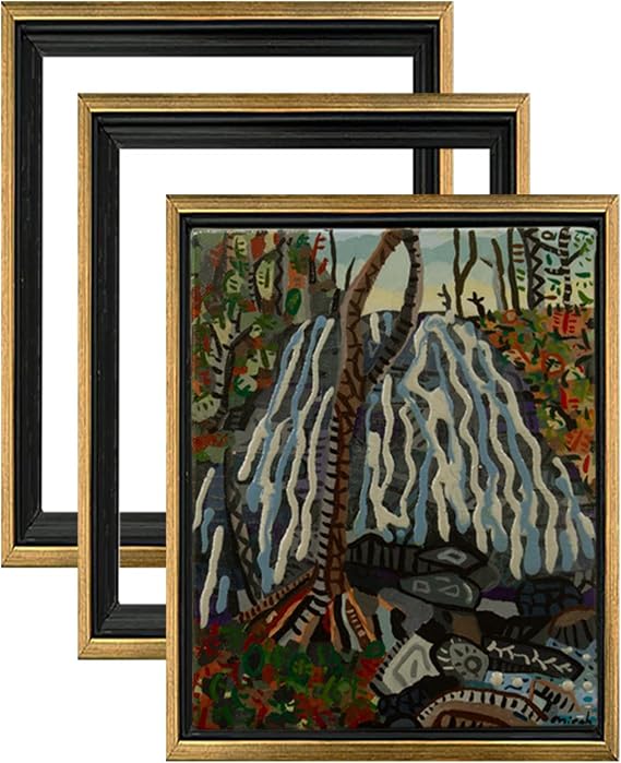 Cardinali Renewal Core Floater Frame, Antique Gold with Black Edge 8x10", 3/4" Deep, 3 Pack - No Glass or Backing, Hardware Included, Simple DIY Assembly, Floating Canvas Illusion Frame
