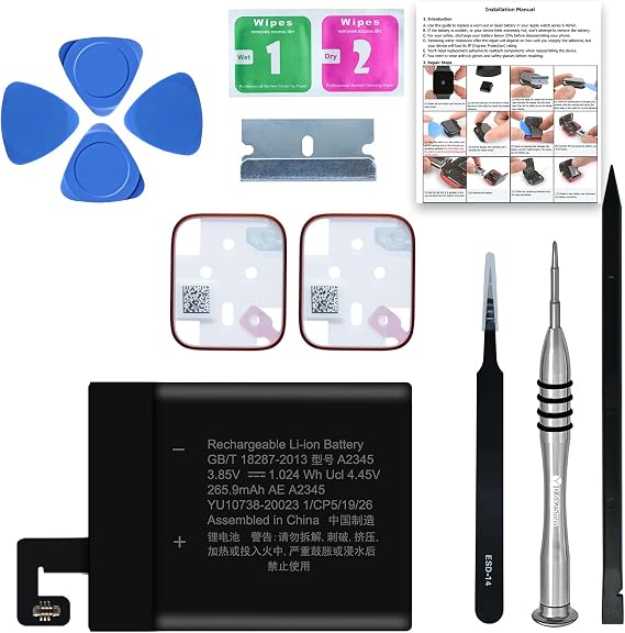 for Watch Series 6 40mm Battery Replacement Kit (New Upgraded) Compatible with Apple Watch 6th Generation Model A2291 A2293 A2375 with Installation Manual and Repair Tool Kits