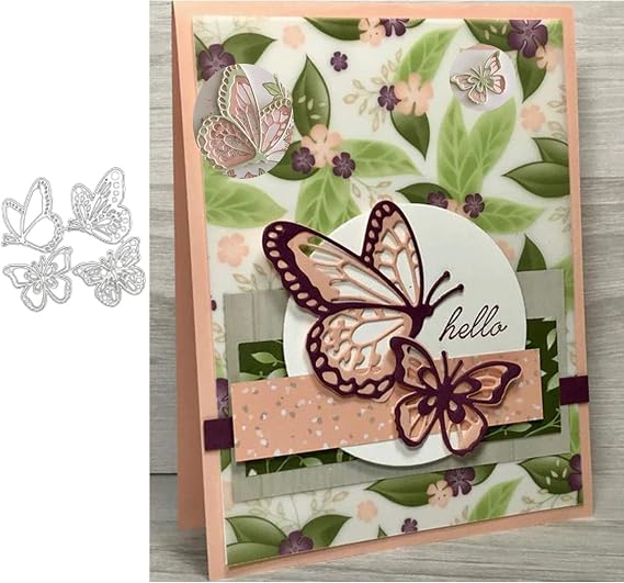 Adies 4pcs Fly Butterfly Metal Die Cuts,Spring Flower Butterfly Wedding Card Cutting Dies Cut Stencils for DIY Scrapbooking Embossing Paper Scrapbooking Card Making, 9.5cm*9cm3.74x3.54