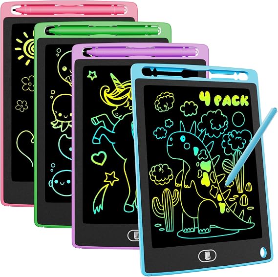 4Pack 8.5 Inch LCD Drawing Tablet for Kids,Green Purple Pink Blue