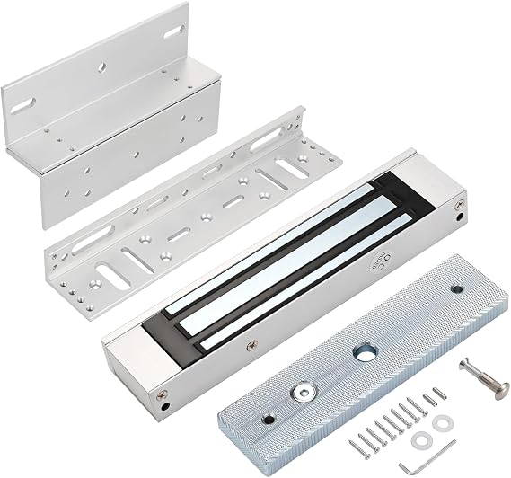 Electric Magnetic Door Lock with Z and L Aluminum Alloy Bracket - 180KG/350lb Holding Force Electromagnet Lock, 12V DC Fail-Safe NC Mode, Suitable for Indoor and Outdoor Access Control Systems