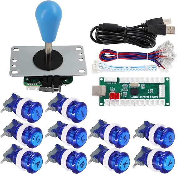 Arcade Game Controller DIY Kit Buttons with Logo Coin X Y Start Select 8 Way Joystick USB Encoder for PC MAME Raspberry Pi