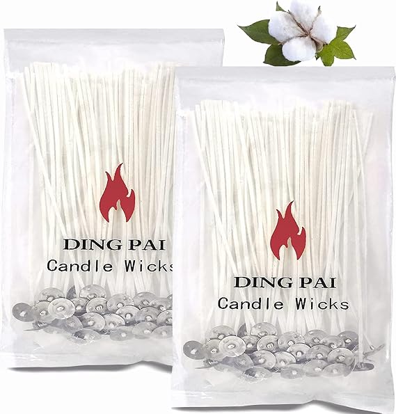 DINGPAI 100pcs Candle Cotton Wicks, 6 Inch Candle Wicks for Candle Making | ECO-FRIENDLY 100% Cotton, Low Smoke Pre-Waxed, Lead-Free, Suitable for Soy, Beeswax, Palm, Coconut, Paraffin