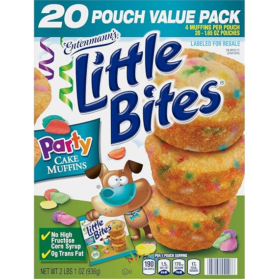Entenmans Little Bites Party Cakes Muffins, 20 Pouch Value Pack