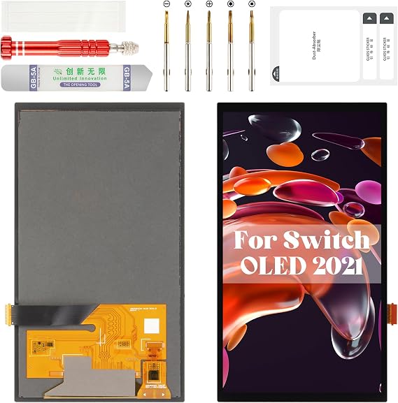 for Switch OLED Screen 2021 for Switch OLED Digitizer LCD for Nintendo Switch OLED Screen Replacement Touch Display Assembly Kits 7" Black