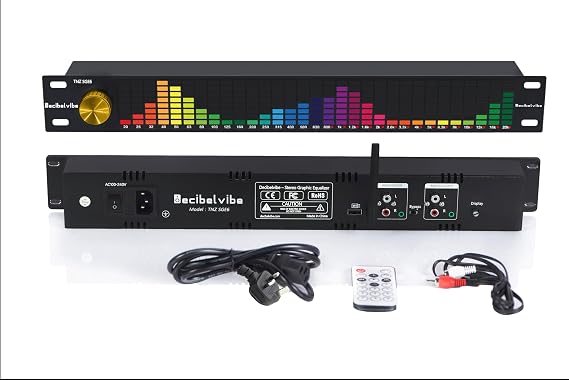 Decibelvibe TNZ SGE6 - Audio Graphic Equalizer with Rear RCA/3.5 Auxiliary Input and Output, Built-in Microphone, USB and Bluetooth Input, for Home Audio, HiFi Audio (Gold)