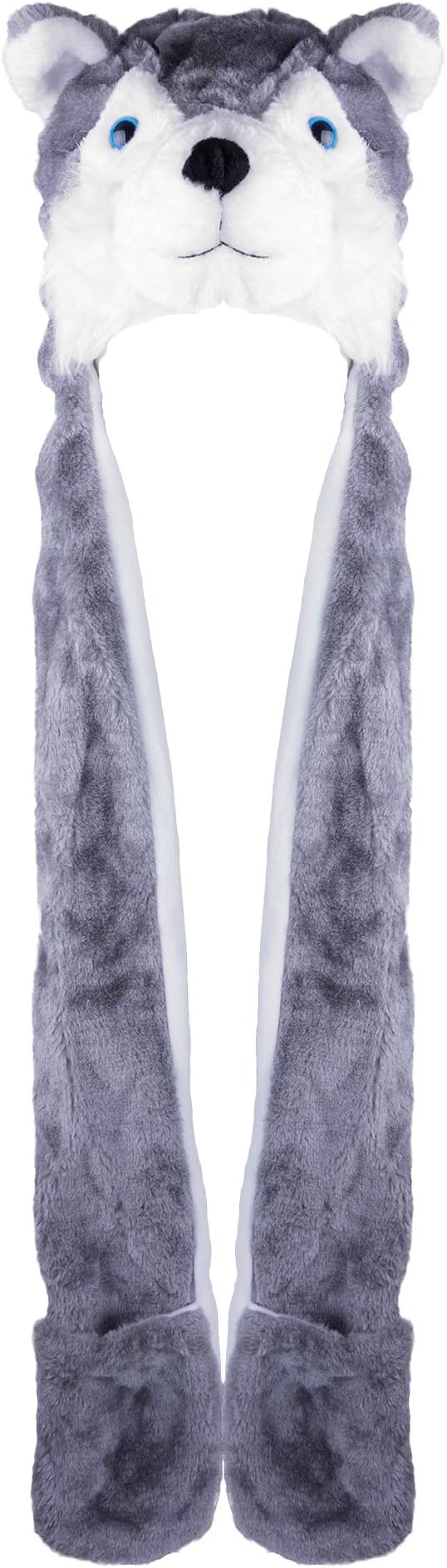 Super Z Outlet Cute Plush Animal Hat Winter Warm Winter Fashion Clothing Accessories (Husky/Wolf-Long)