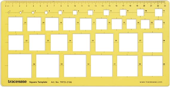 Traceease Geometric Drafting Sqaure Template Drawing Stencil, Designing Template Measuring Ruler