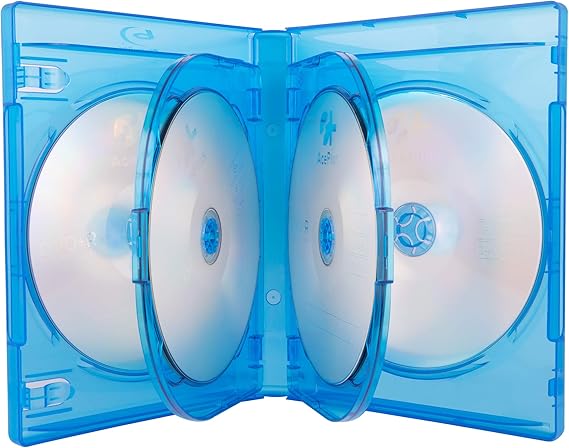 Multi 6-Disc Blu-Ray Cases in 22mm Extra Chubby Thickness with Inner Hinge Tray and Screen Printed Logo (10-Pack)