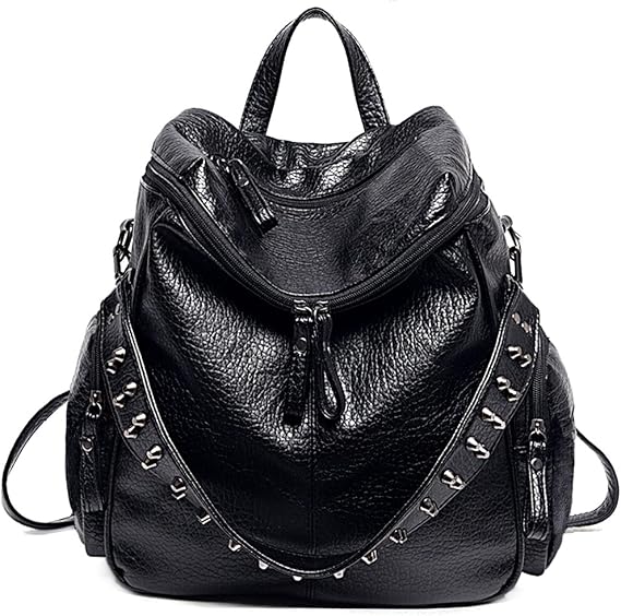 UTO Women Backpack Purse PU Rivet Studded Rucksack Shoulder Bag