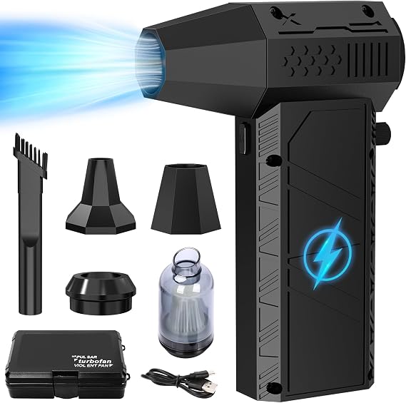 Compressed Air Duster - 180000RPM Super Power Electric Air Duster | 3 Gear Adjustable Mini Blower Rechargeable Cordless Air Blower for Keyboard Electric Devices Cleaning, Car, Home and Outdoor